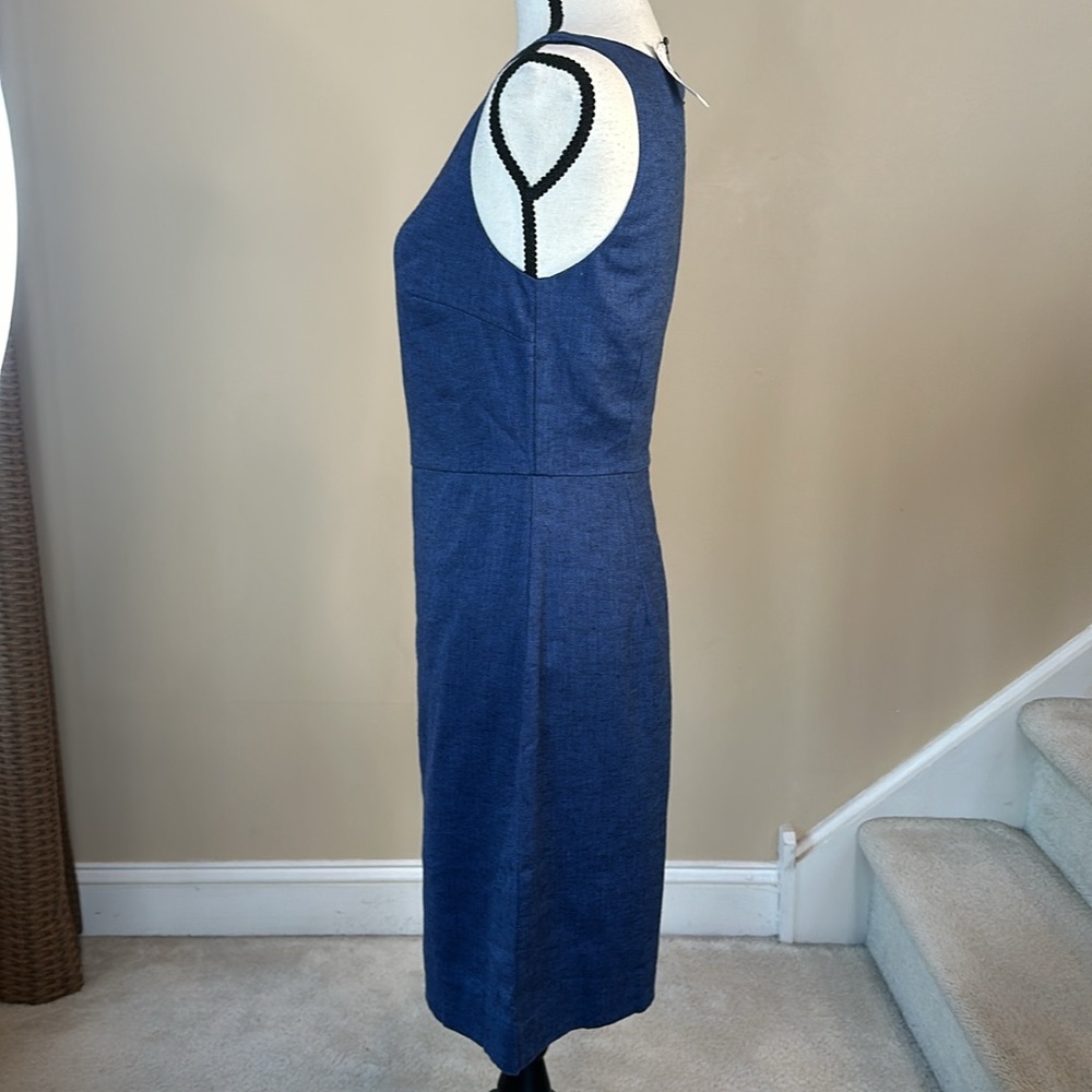Banana Republic Classic Blue Herringbone Linen Blend Dress - Picture 6 of 13